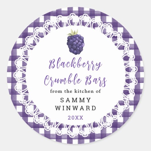 Homemade Blackberry Crumble Bars Label Runder Aufkleber (Vorderseite)