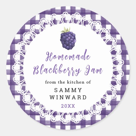 Homemade Blackberry Jam Label Runder Aufkleber (Vorderseite)