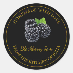 Homemade BlackBerry-Jam-Label Schwarz Runder Aufkleber