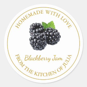 Homemade BlackBerry-Jam-Label weiß Runder Aufkleber