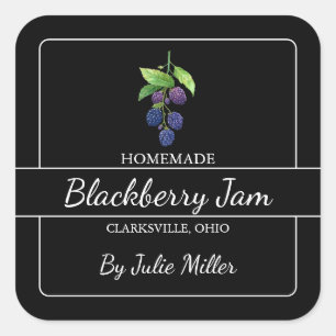 Homemade BlackBerry Jam Square Black Quadratischer Aufkleber