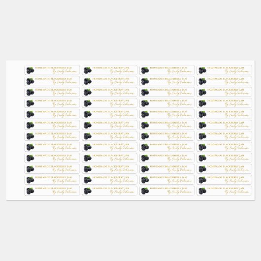 Homemade BlackBerry Jam Thin Label Etiketten (Blatt)