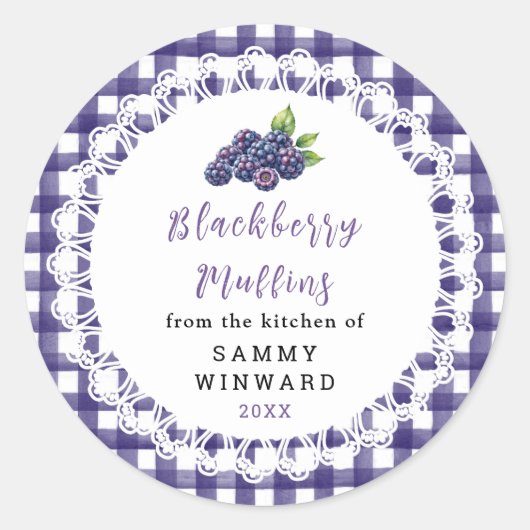 Homemade Blackberry Muffins Label Runder Aufkleber (Vorderseite)