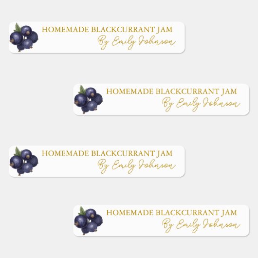 Homemade Blackcurrant Jam Thin Siegel Label Etiketten (Gruppe)