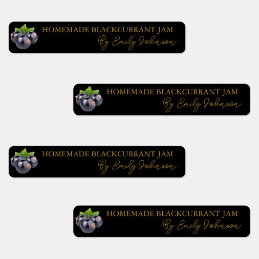 Homemade Blackcurrant Jam Thin Siegel Label Etiketten (Gruppe)