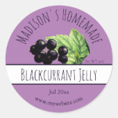 Homemade Blackcurrant Jelly Jar Labels Runder Aufkleber (Vorderseite)