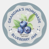 Homemade Blueberry Jam Canning Jar Labels Runder Aufkleber (Vorderseite)