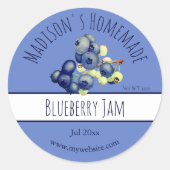 Homemade Blueberry Jam Jar Labels Runder Aufkleber (Vorderseite)