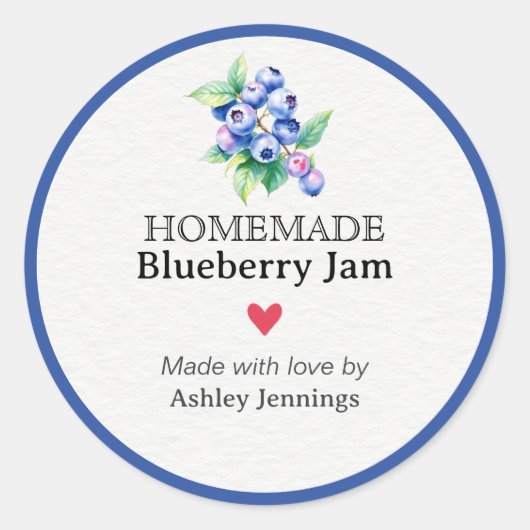 Homemade Blueberry Jam Label | Custom Sticker (Vorderseite)