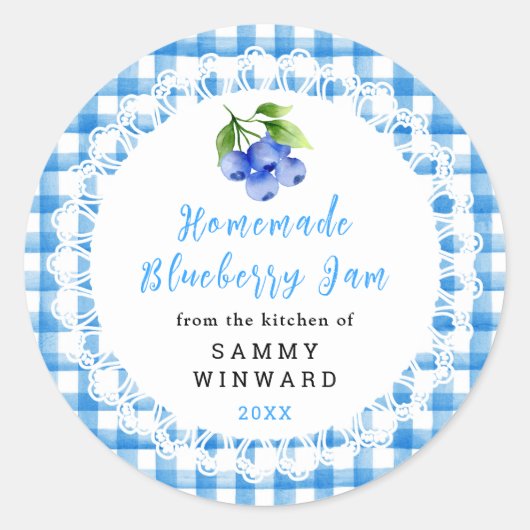 Homemade Blueberry Jam Label Runder Aufkleber (Vorderseite)