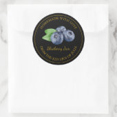 Homemade Blueberry-Jam-Label | Schwarz Runder Aufkleber (Tasche)