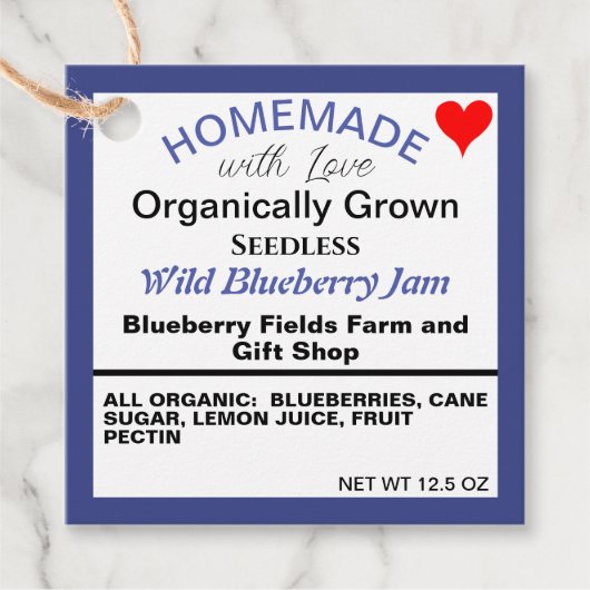Homemade Blueberry Jam QR Code Geschenkanhänger (Vorderseite)