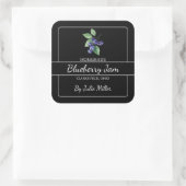 Homemade Blueberry Jam Square Label Black Quadratischer Aufkleber (Tasche)