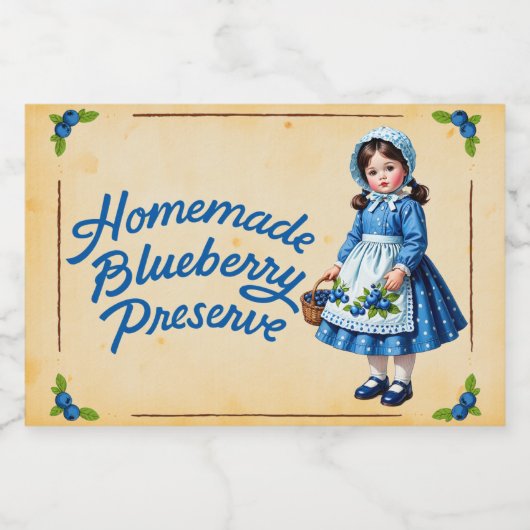 Homemade Blueberry Preserve - Vintag Lebensmitteletikett (Einzelnes Label)