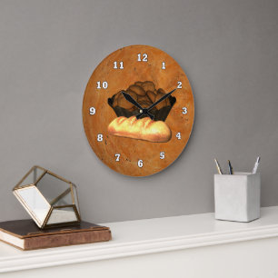 Homemade Bread Kitchen wall clock Große Wanduhr