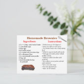 Homemade Brownies Recipe Postcard Postkarte (Stehend Vorderseite)