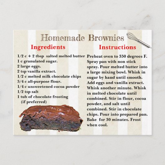 Homemade Brownies Rezept Postkarte (Vorderseite)