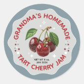Homemade Cherry Jam Canning Jar Labels Runder Aufkleber (Vorderseite)