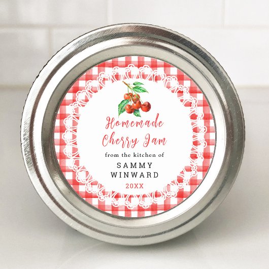Homemade Cherry Jam Canning Label Runder Aufkleber