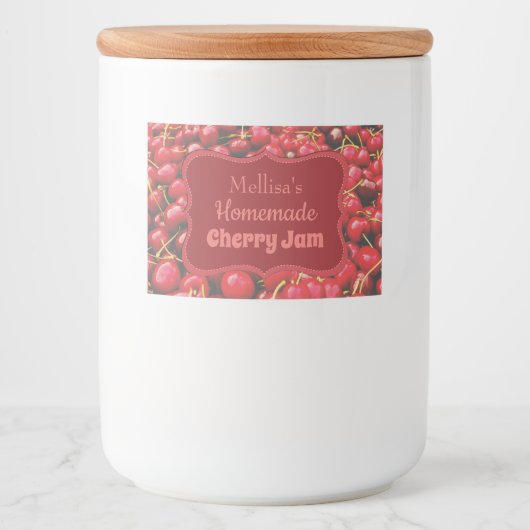 Homemade Cherry Jam Custom Lebensmitteletikett (Vorderseite)
