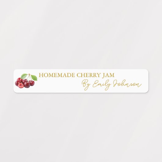 Homemade Cherry Jam Thin Label Etiketten (Design 1)