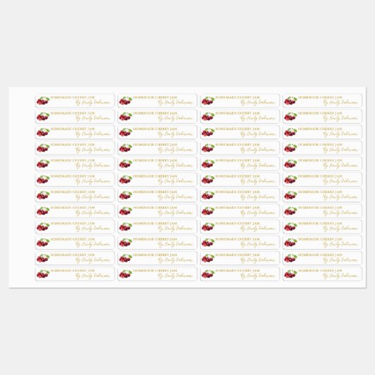 Homemade Cherry Jam Thin Label Etiketten (Blatt)