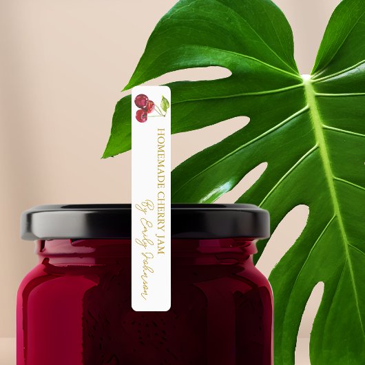 Homemade Cherry Jam Thin Label Etiketten