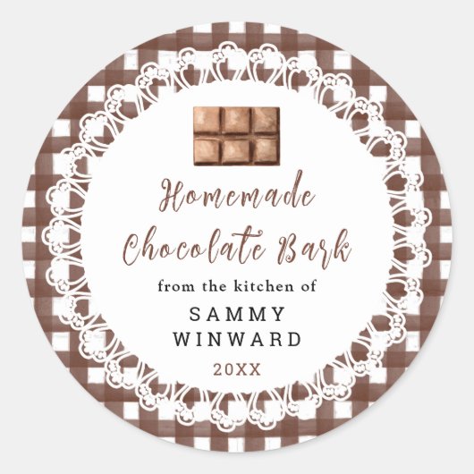 Homemade Chocolate Bark Label Runder Aufkleber (Vorderseite)