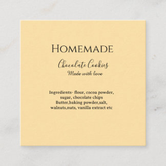 Homemade chocolate cookies made with love add text quadratische visitenkarte