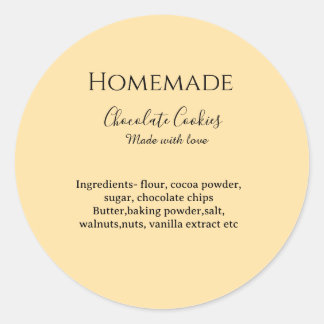 Homemade chocolate cookies made with love add text runder aufkleber