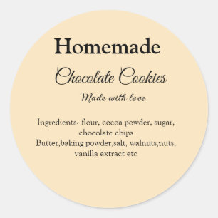 Homemade chocolate cookies made with love add text runder aufkleber