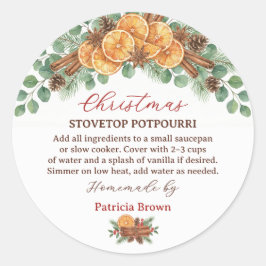 Homemade Christmas Stovetop Potpourri Recipe Runder Aufkleber