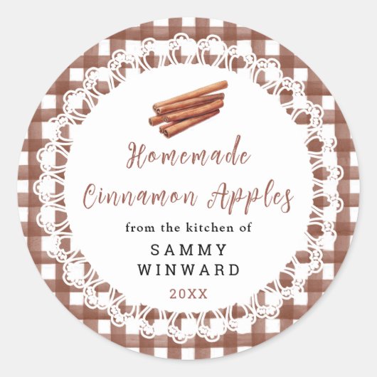 Homemade Cinnamon Apples Label Runder Aufkleber (Vorderseite)
