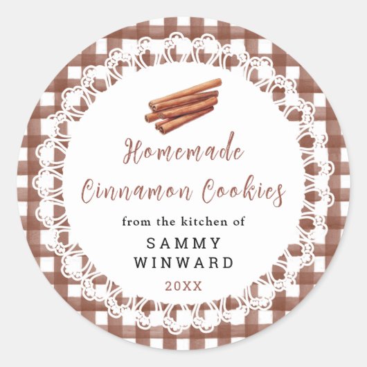 Homemade Cinnamon Cookies Label Runder Aufkleber (Vorderseite)