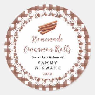 Homemade Cinnamon Rolls Label Runder Aufkleber