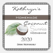 Homemade Coconut Moonshine Quadratischer Aufkleber (Vorderseite)