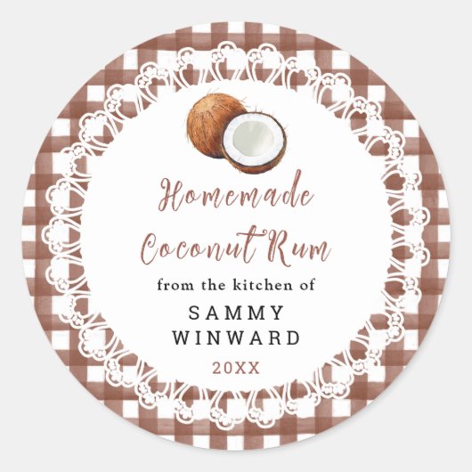 Homemade Coconut Rum Label Runder Aufkleber (Vorderseite)