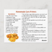Homemade Corn Fritters Recipe Postkarte (Rückseite)