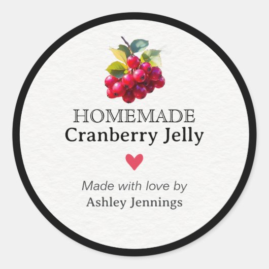Homemade Cranberry Jelly Label Custom Sticker  (Vorderseite)