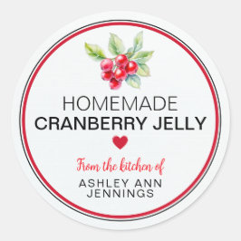 Homemade Cranberry Jelly Label | Holiday Canning Runder Aufkleber