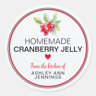 Homemade Cranberry Jelly Label | Holiday Canning Runder Aufkleber