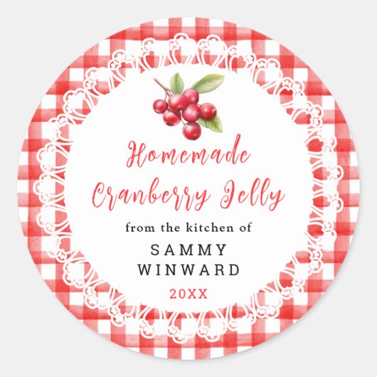 Homemade Cranberry Jelly Label Runder Aufkleber (Vorderseite)