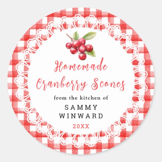 Homemade Cranberry Scones Label Runder Aufkleber (Vorderseite)