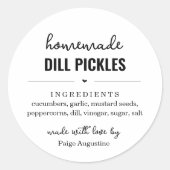 Homemade Dill Pickle Jar Label Sticker (Vorderseite)