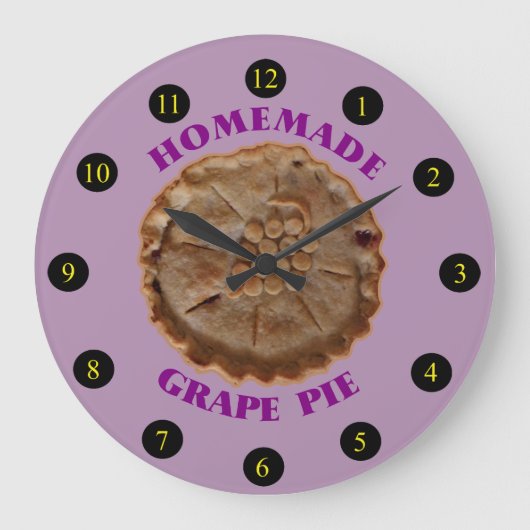 Homemade Grape Pie Große Wanduhr (Vorderseite)