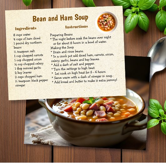 Homemade Ham and Bean Soup Recipe Postkarte