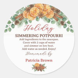 Homemade Holiday Simmering Potpourri Recipe Runder Aufkleber