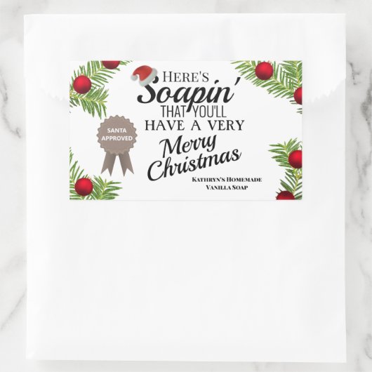 Homemade Holiday Soap Personalisiert Rechteckiger Aufkleber (Tasche)