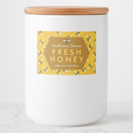 Homemade Honey Jar Labels | Bienen — Honigwabeneig Lebensmitteletikett (Vorderseite)
