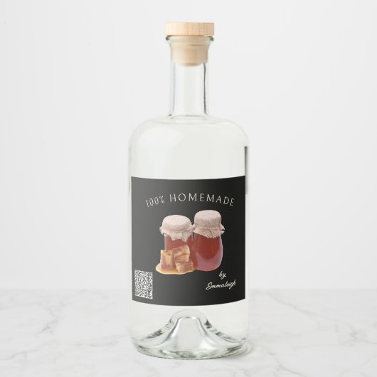 Homemade Honig QR Code Food Label Alkoholflaschenetikett (Vorderseite)
